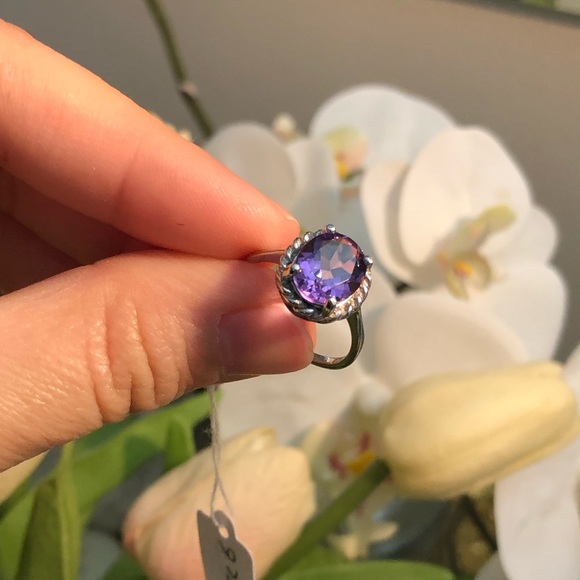 🚫SOLD- 925 Sterling Silver Natural Oval Cut Amethyst Ring - Picture 7 of 10